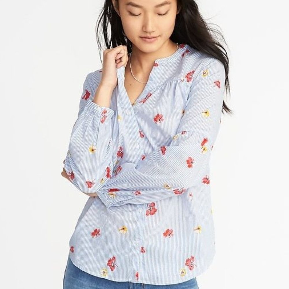 Old Navy Smocked Floral Stripe Top